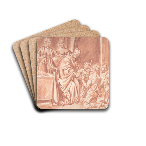 Thomas of Villanova, Archbishop of Valencia Distributing Alms to the Poor by Pedro Orrente Drink Coasters - set of 4