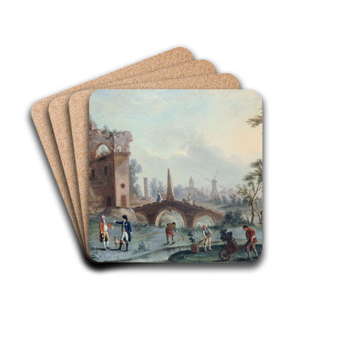 Vue des jardins de Monceau by Louis Carrogis Carmontelle Drink Coasters - set of 4 Vue des jardins de Monceau by Louis Carrogis Carmontelle Drink Coasters - set of 4