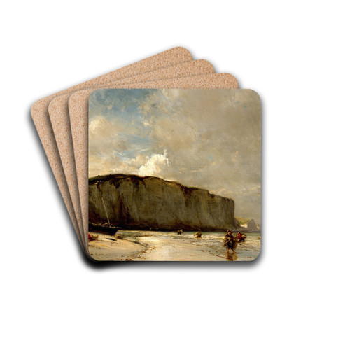 View Along the Norman Coast by Eugne Isabey Drink Coasters - set of 4 View Along the Norman Coast by Eugne Isabey Drink Coasters - set of 4