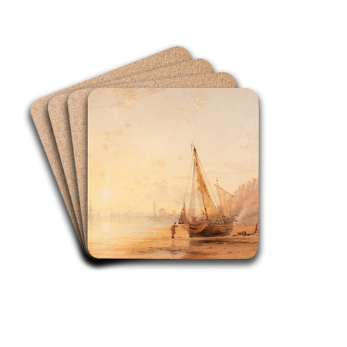 Shoreham Harbour, Sussex by Copley Fielding Drink Coasters - set of 4 Shoreham Harbour, Sussex by Copley Fielding Drink Coasters - set of 4