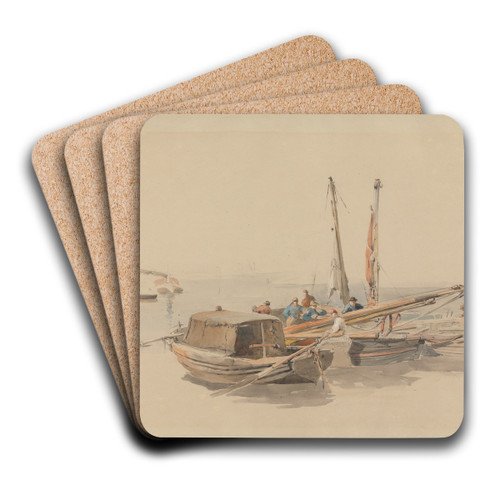 Fishing Boats at Anchor by Edward Alfred Goodall Art Drink Coaster set