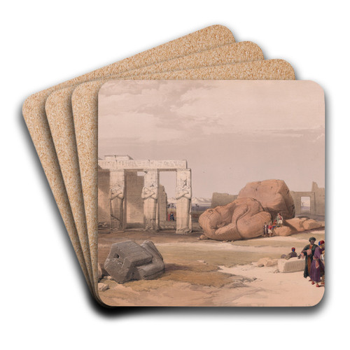 Fragment of the Great Colossi at the Memnonium, Thebes. by David Roberts Art Drink Coaster set Fragment of the Great Colossi at the Memnonium, Thebes. by David Roberts Art Drink Coaster set