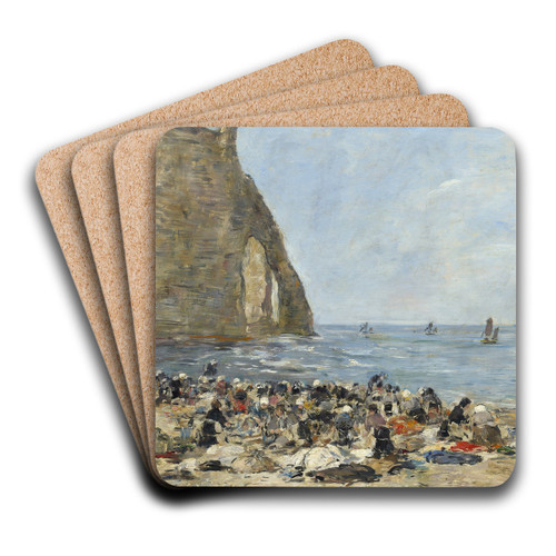 Washerwomen on the Beach of Etretat by Eugne Boudin Art Drink Coaster set