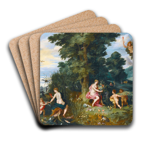 Allegory Of The Four Elements by Jan Brueghel the Younger Art Drink Coaster set