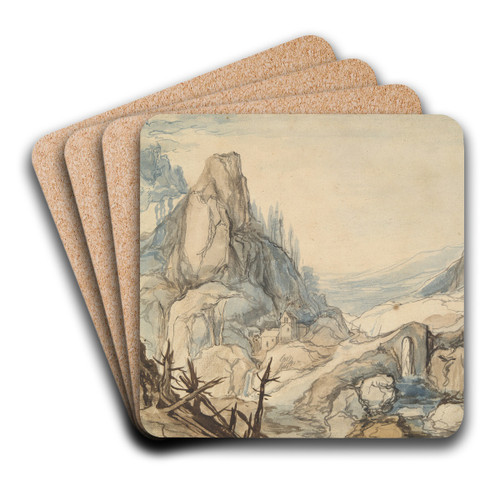 MountainousLandscape by Jan Brueghel The Elder Art Drink Coaster set