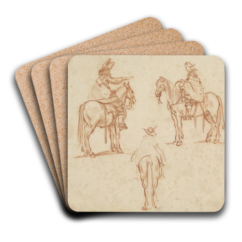Study of Four Horsemen by Jacques Callot Art Drink Coaster set