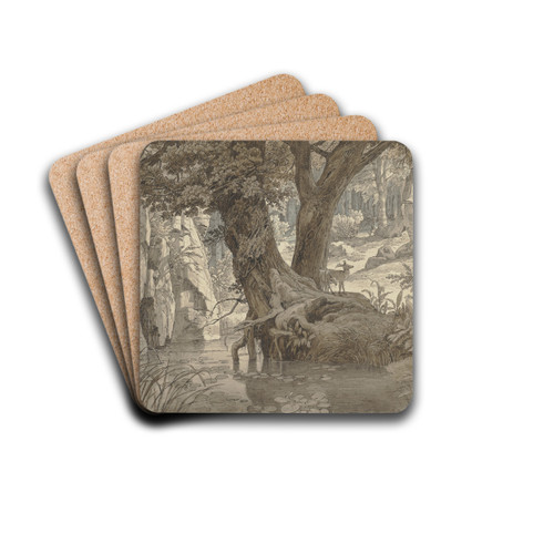 Forest landscape by Johann Wilhelm Schirmer Drink Coasters - set of 4