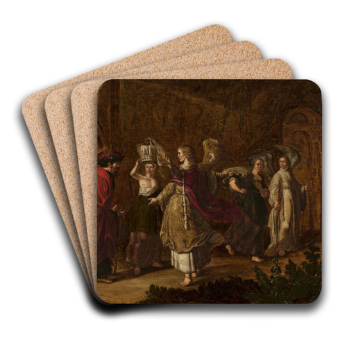 Lot Fleeing from Sodom by Jan Tengnagel Art Drink Coaster set Lot Fleeing from Sodom by Jan Tengnagel Art Drink Coaster set