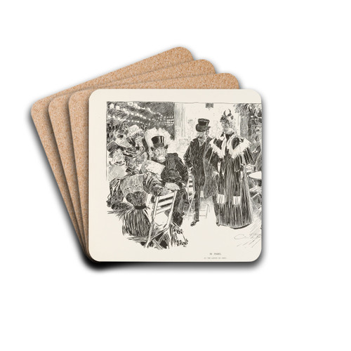 In Paris - At the Jardin de Paris by Charles Dana Gibson Drink Coasters - set of 4 In Paris - At the Jardin de Paris by Charles Dana Gibson Drink Coasters - set of 4
