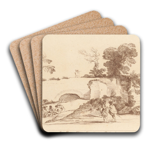 Landscape with figures by George Knapton Art Drink Coaster set