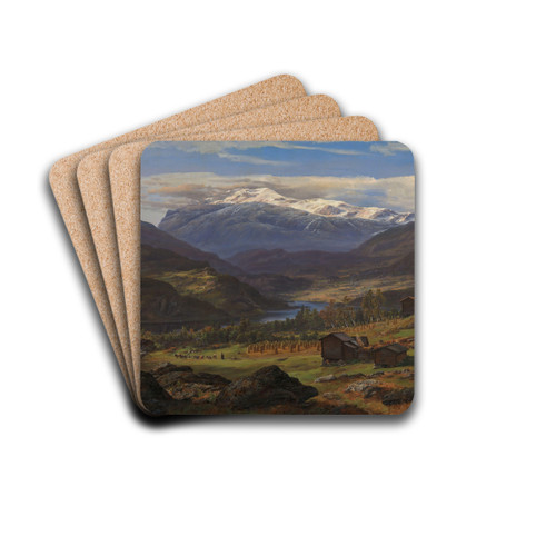 From Hjelle in Valdres by Johan Christian Dahl Drink Coasters - set of 4