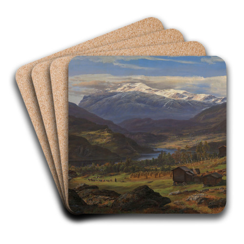 From Hjelle in Valdres by Johan Christian Dahl Art Drink Coaster set