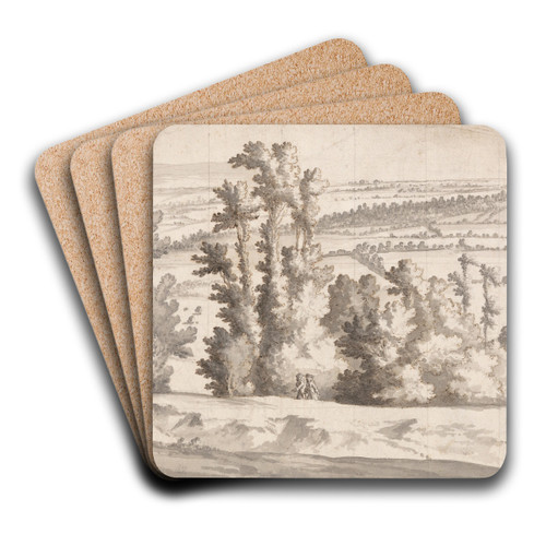 Figures Walking in a Landscape by Bernard Lens III Art Drink Coaster set