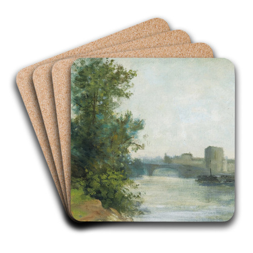 La Seine au pont de Neuilly by Stanislas Lpine Art Drink Coaster set
