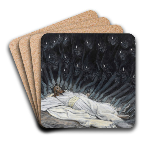 Jesus Ministered to by Angels by James Tissot Art Drink Coaster set