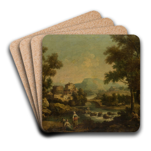Italian Landscape with a Mountain Stream by Francesco Zuccarelli Art Drink Coaster set