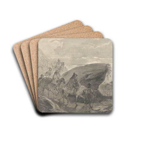 Landschap met een stoet reizigers by August Alleb Drink Coasters - set of 4