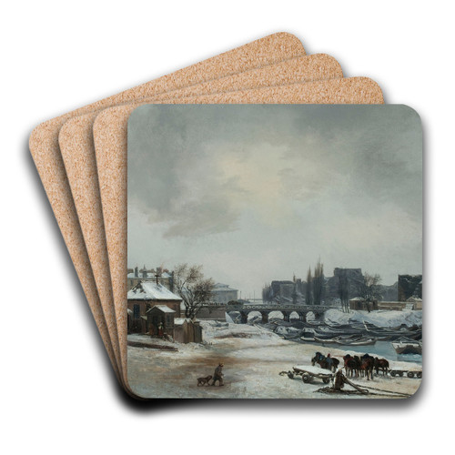 Vue de l'le Louviers ; effet de neige by Antoine Perrot Art Drink Coaster set Vue de l'le Louviers ; effet de neige by Antoine Perrot Art Drink Coaster set