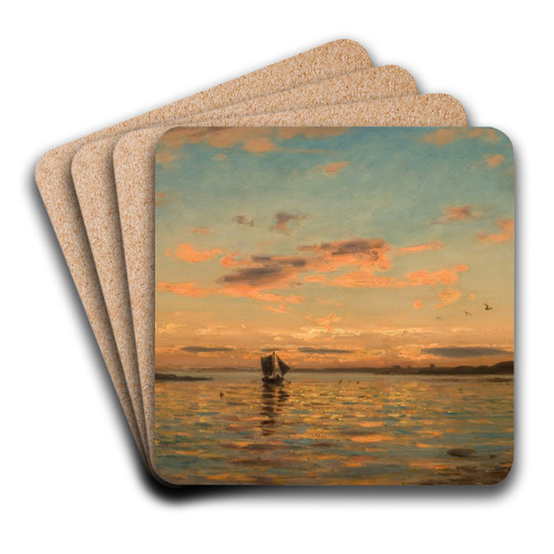 Aftenstemning, Kristianiafjorden by Amaldus Nielsen Art Drink Coaster set