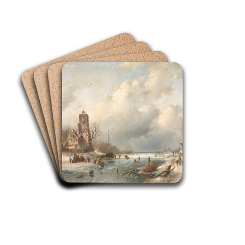 Winter Scene by Charles Leickert Drink Coasters - set of 4