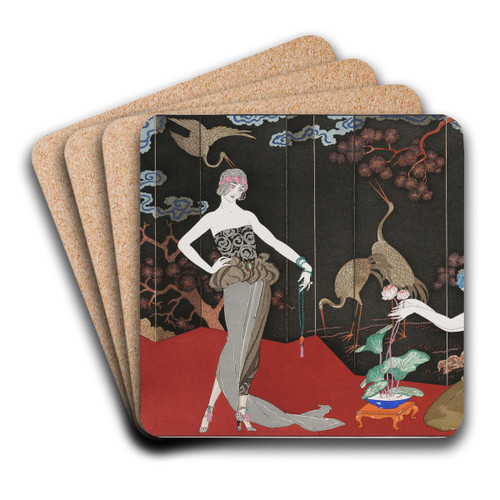 Le Gout des Laque by George Barbier Art Drink Coaster set