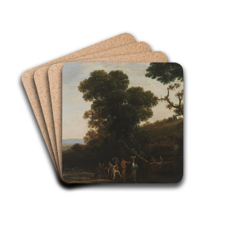 Landscape with Figures Wading Through a Stream by Claude Lorrain Drink Coasters - set of 4