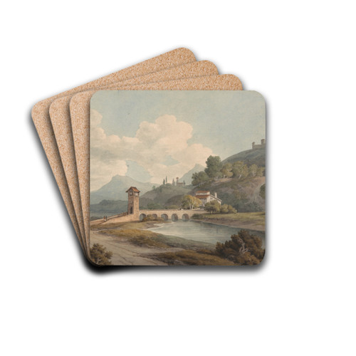 Modern Bridge at Narni by Francis Towne Drink Coasters - set of 4 Modern Bridge at Narni by Francis Towne Drink Coasters - set of 4