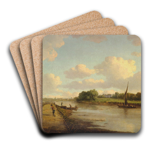 View on the River Thames at Richmond by William Marlow Art Drink Coaster set