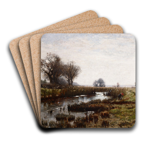 Late Afternoon, Dachau Moor by Theodore Clement Steele Art Drink Coaster set