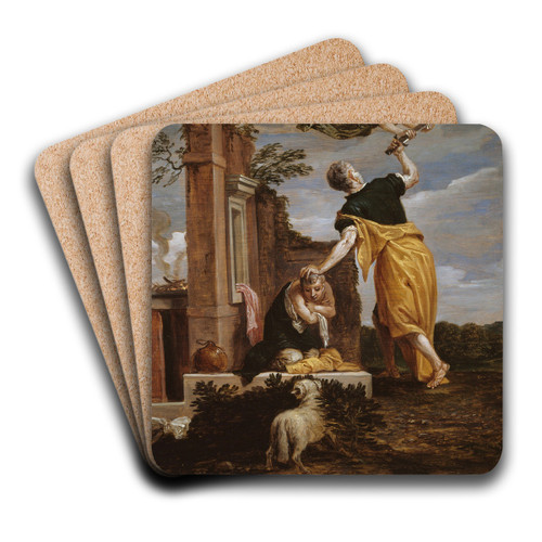 Abrahams Sacrifice of Isaac by David Teniers The Younger Art Drink Coaster set Abrahams Sacrifice of Isaac by David Teniers The Younger Art Drink Coaster set