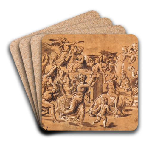 Bacchus' triumf by Rosso Fiorentino Art Drink Coaster set