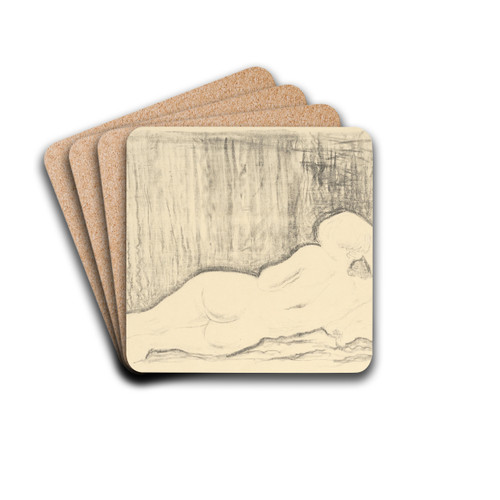 Leiaci akt od chrbta by Mikul Galanda Drink Coasters - set of 4 Leiaci akt od chrbta by Mikul Galanda Drink Coasters - set of 4