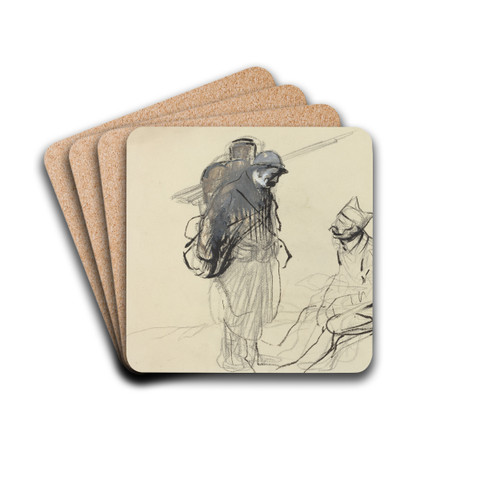 Poilu and Tommy Conversing by Jean-Louis Forain Drink Coasters - set of 4