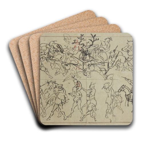 Preliminary Drawings of Demons by Kawanabe Kysai Art Drink Coaster set