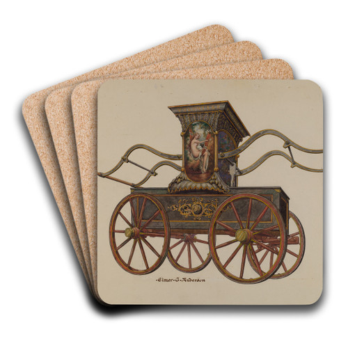 Fire Engine Pumper by Elmer G. Anderson Art Drink Coaster set