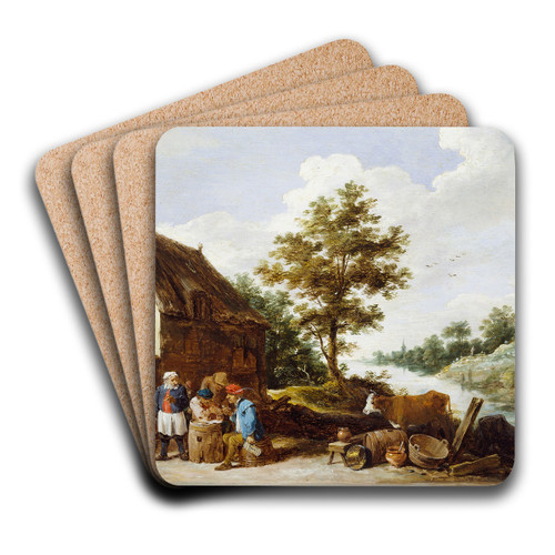 A Riverside Inn by David Teniers The Younger Art Drink Coaster set