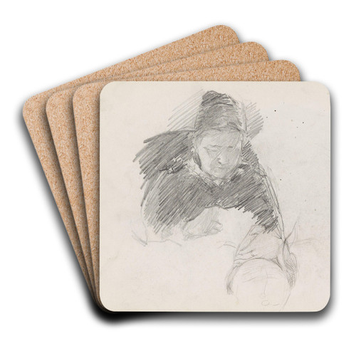 Kvinneportrett; riss av hode by Signe Scheel Art Drink Coaster set