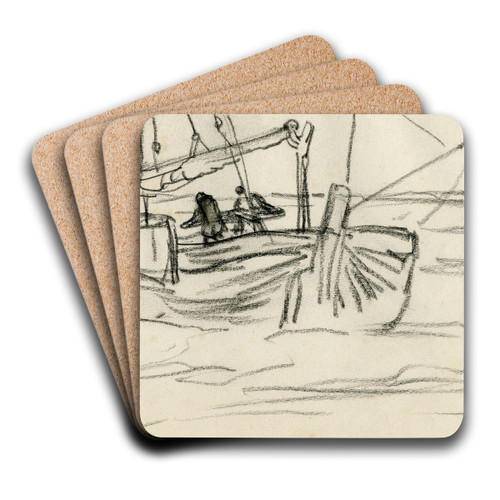 Een zeilschip op zee by Frans Smissaert Art Drink Coaster set