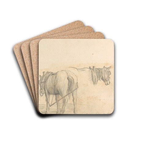 Studies from Nature (two horses) by William Brockedon Drink Coasters - set of 4
