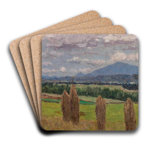 A Landscape with Sheaves of Corn by Alfred Zoff Art Drink Coaster set