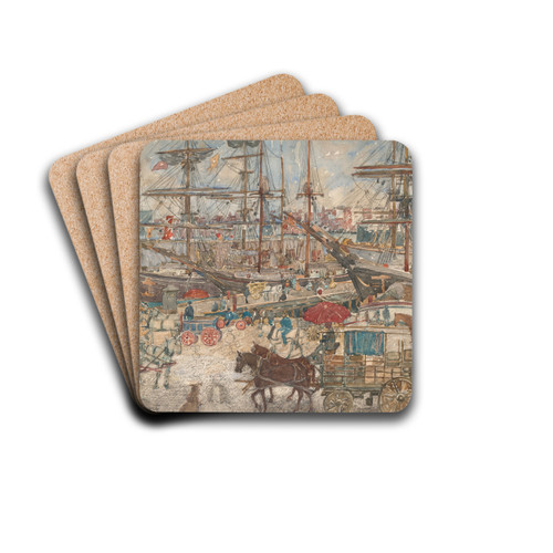 Docks,East Boston by Maurice Prendergast Drink Coasters - set of 4