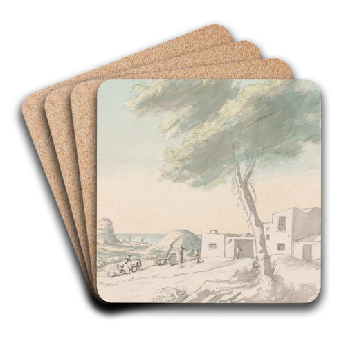 Landscape, With view of coast and Palm trees in the Distance by Henry Swinburne Art Drink Coaster set