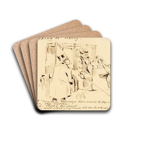 Karik., koetsier en passagier by Pieter van Loon Drink Coasters - set of 4