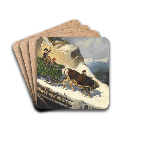Bauernschlitten aus dem Salzburgischen by Anton Strassgschwandtner Drink Coasters - set of 4