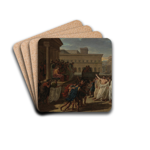 Brutus Listening to the Ambassadors from the Tarquins by Louis Lafitte Drink Coasters - set of 4 Brutus Listening to the Ambassadors from the Tarquins by Louis Lafitte Drink Coasters - set of 4