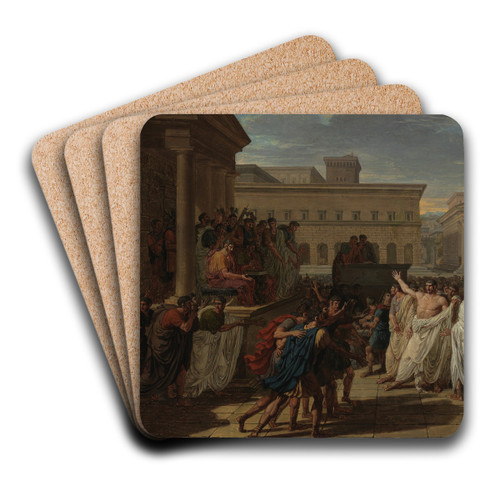 Brutus Listening to the Ambassadors from the Tarquins by Louis Lafitte Art Drink Coaster set Brutus Listening to the Ambassadors from the Tarquins by Louis Lafitte Art Drink Coaster set