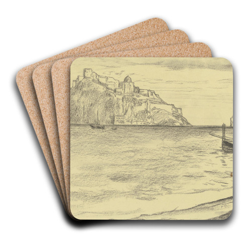 Castle d'Ischia by Ludwig von Hofmann Art Drink Coaster set