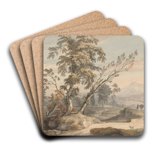 Italianate Landscape with Travellers no. 2 by Paul Sandby Art Drink Coaster set