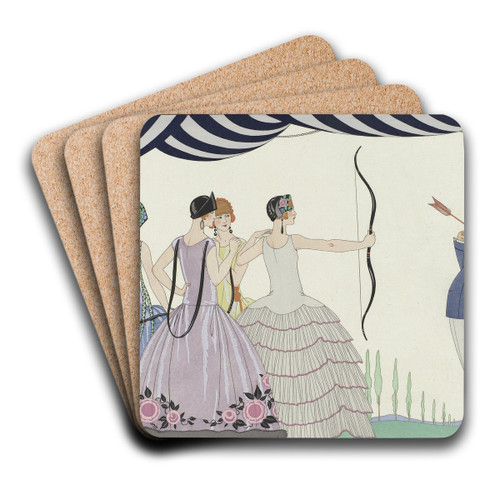 Visez au coeur, belles dames! by George Barbier Art Drink Coaster set
