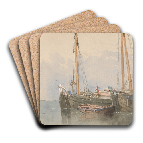 Three Boats by Clarkson Stanfield Art Drink Coaster set Three Boats by Clarkson Stanfield Art Drink Coaster set